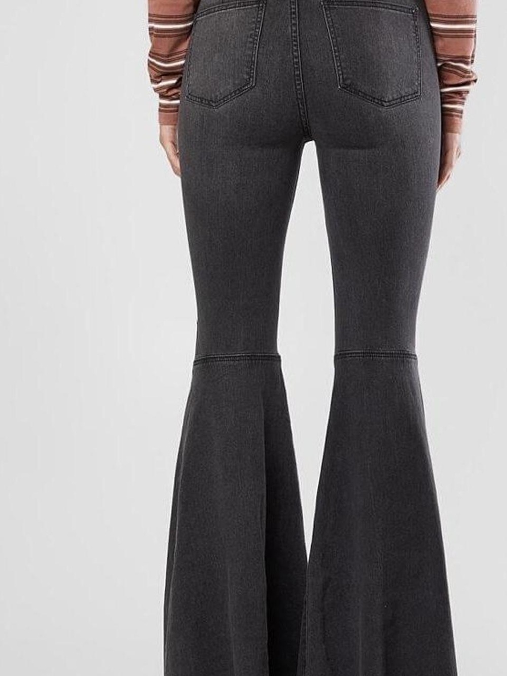 Free People Just Float On Flared Jeans Women's 28 Black Raw Hem Bell Bottom - Picture 3 of 5